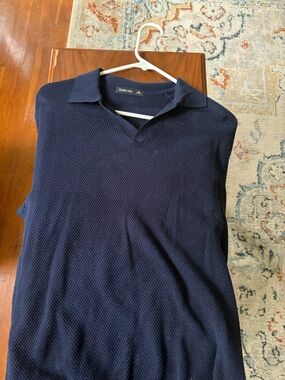 Nautica Dark Blue Textured Knit Polo